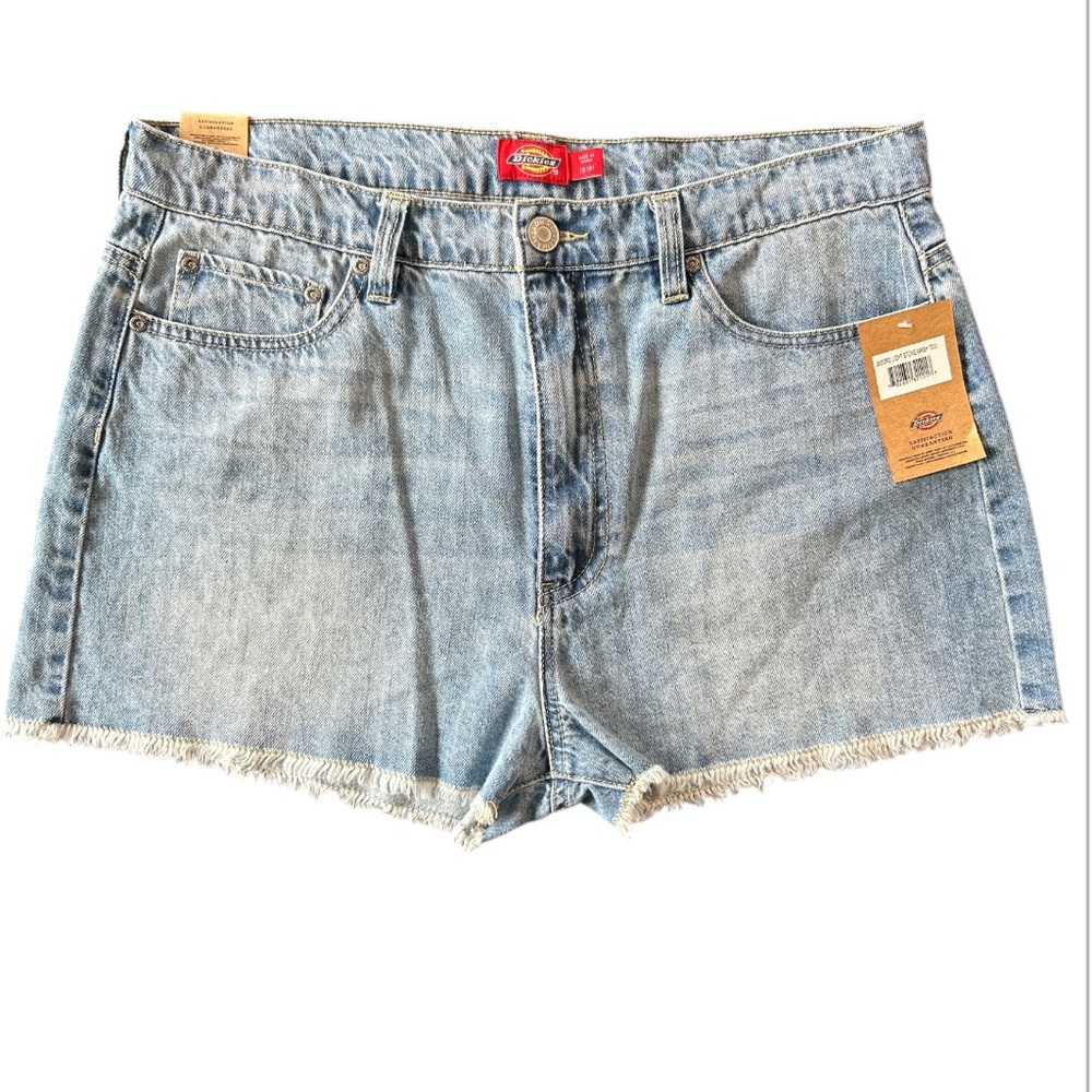 Dickies High Rise Women’s Denim Pocketed Shorts with Fringe bottom Size 13/31